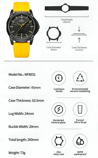 Reloj Naviforce Negro y Amarillo
