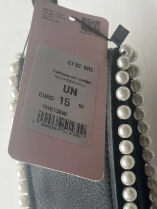 Cintura Nuna Lie nera con perle nuova