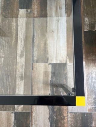 Mesa de centro cristal y metal negra