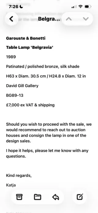 Lámpara Garouste & Bonetti Belgravia Metal Dorada