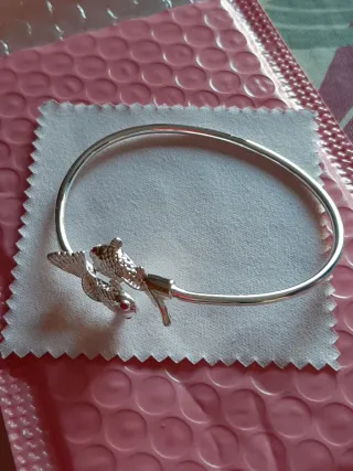 Pulsera plata 2 peces con ojos rojos pez koi