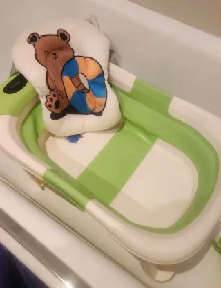 Bañera plegable bebé con cojín de oso