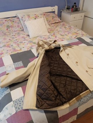 Chaquetón paño cuadros marrones hecho a mano