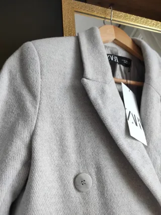Abrigo ZARA ZW gris algodón nuevo elegante
