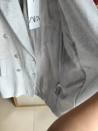 Abrigo ZARA ZW gris algodón nuevo elegante