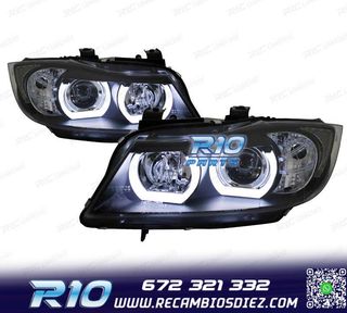 FAROS BMW E90 E91 05-08 XENON OJOS ANGEL U LED 3D NEGRO