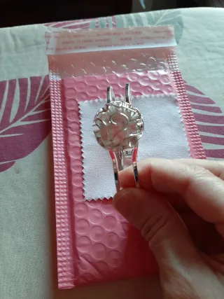 Pulsera abierta flor plata