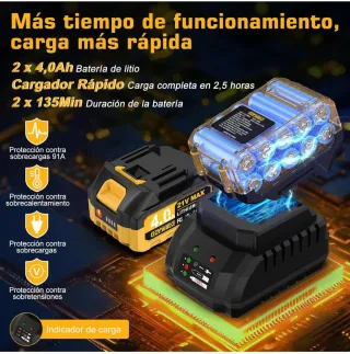 Taladro percutor 21V 140Nm sin escobillas. Nuevo