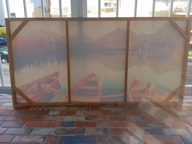 Cuadro Decorativo Paisaje Lago y Barcas