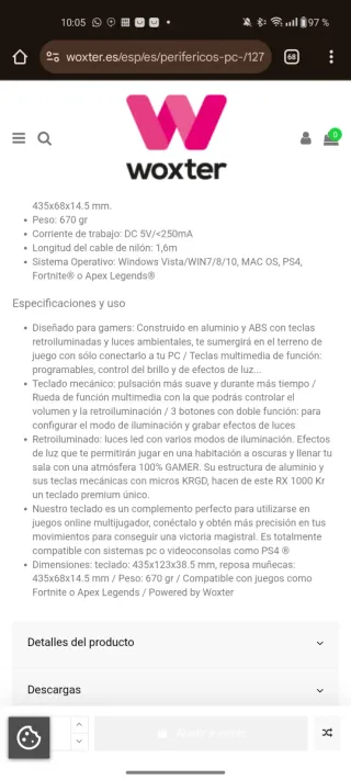 Teclado Mecánico Woxter Stinger Rx 1000 Kr