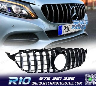 PARRILLA MERCEDES W205 14-18 LOOK AMG GT CROMO NEGRO