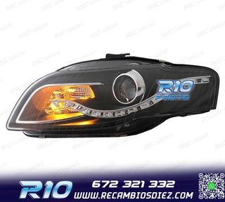 FAROS AUDI A4 B7 LUZ DIURNA LED FONDO NEGRO 04-07