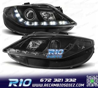 FAROS PARA SEAT IBIZA 6J 08-12 LUZ DIURNA LED FONDO NEGRO