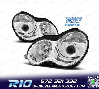 FAROS MERCEDES CLASE C W203 00-04 FONDO CROMO