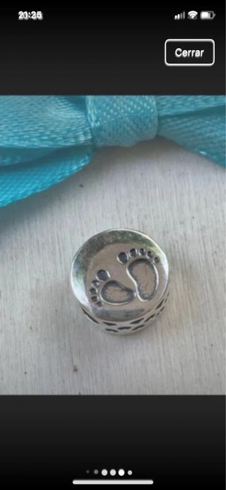 Charm Pandora Huellas Bebé Corazón Rosa Plata