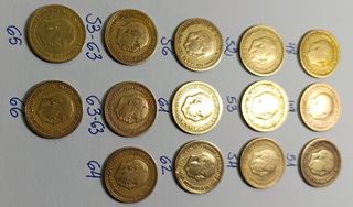 Lote 14 monedas 1 pta. Franco 1949-1953-1963