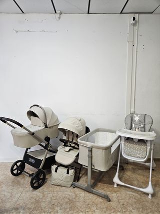 Pack: Carrito 2 en 1 + minicuna  + Trona. Nuevo