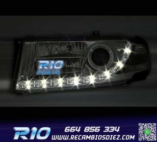 FAROS PARA SKODA OCTAVIA 01-04 LUZ DIURNA LED FONDO CROMO