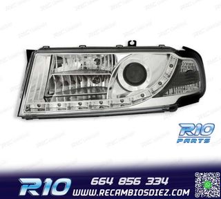 FAROS PARA SKODA OCTAVIA 01-04 LUZ DIURNA LED FONDO CROMO