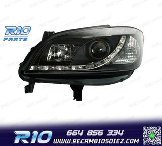 FAROS PARA OPEL ZAFIRA 99-05 LUZ DIURNA LED FONDO NEGRO