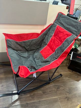 AKTIVE - Sedia a Dondolo Pieghevole da Campeggio, in Acciaio e Poliestere Imbottito, con Cuscino e Tasche Laterali, Include Borsa per il Trasporto, Bilanciere, per Giardino o Spiaggia (63046)