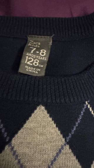 Jersey Zara niño cuadros 7-8 años