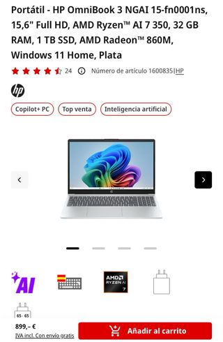 Portatil HP OmniBook 3 NGAI 15-fn0001n