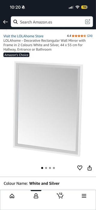 Espejo LOLAhome Rectangular Blanco y Plata