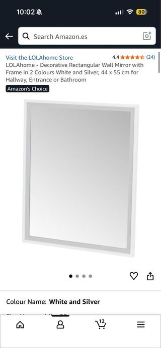 Espejo LOLAhome Rectangular Blanco y Plata