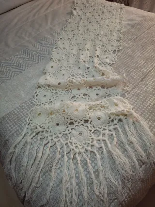 Bufanda crochet manual única con flecos