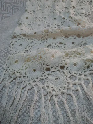 Bufanda crochet manual única con flecos