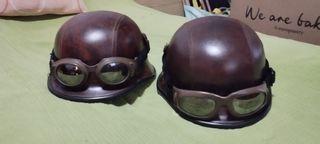 Casco Retro Aviador con Gafas Marrón (2 unidades)