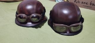 Casco Retro Aviador con Gafas Marrón (2 unidades)