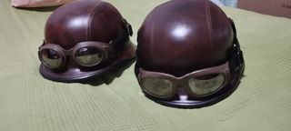 Casco Retro Aviador con Gafas Marrón (2 unidades)
