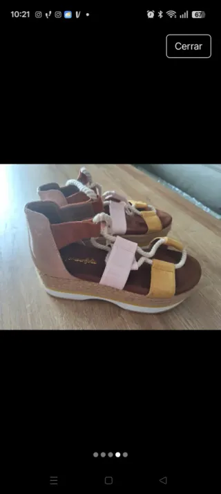 Sandalias cuña esparto lazo