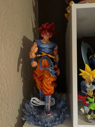 Figura Goku Super Saiyan Blue, 2 cabezas, con luz