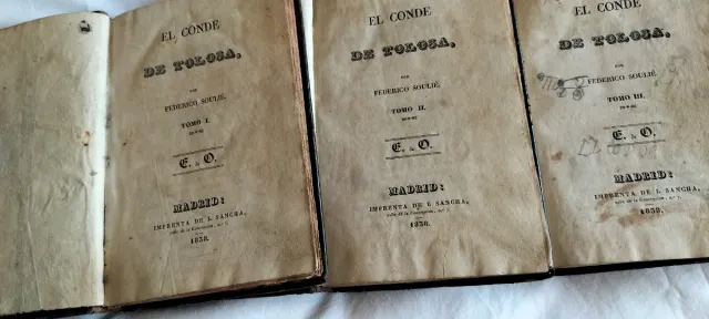 Libro Antiguo El Conde de Tolosa 3 Tomos completos
