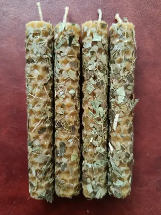 Lote velas cera de abeja 100% natural con Hiedra