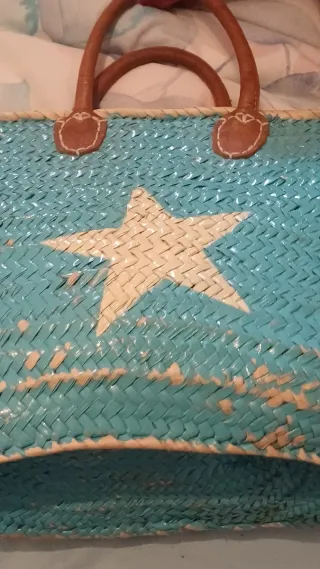 Bolso Playa Azul Asas Cuero