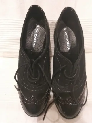 Zapatos negros piel cordones talla 36