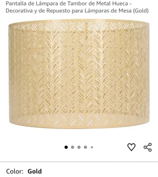 Pantalla Lámpara Tambor Metal Hueca Gold