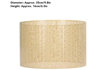 Pantalla Lámpara Tambor Metal Hueca Gold