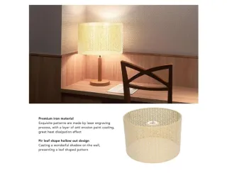 Pantalla Lámpara Tambor Metal Hueca Gold