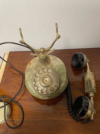 Teléfono Vintage Mármol Verde y Dorado