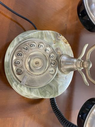 Teléfono Vintage Mármol Verde y Dorado