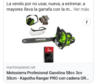 Motosierra Kapotha Ranger PRO 58cc 3cv 50cm