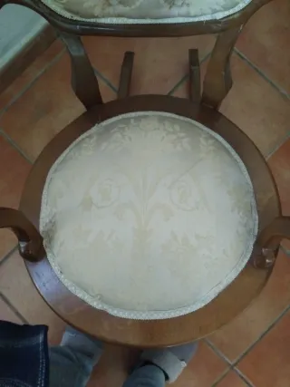 Mecedora vintage madera y tela