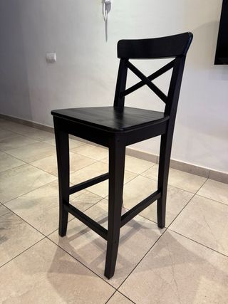 Sillas de barra de madera negras (2 unidades)