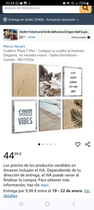 Conjunto de cuadros de playa y mar nuevos