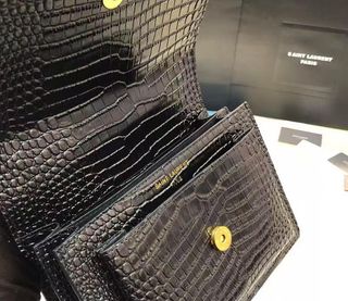 Bolso Saint Laurent Negro Piel Cocodrilo